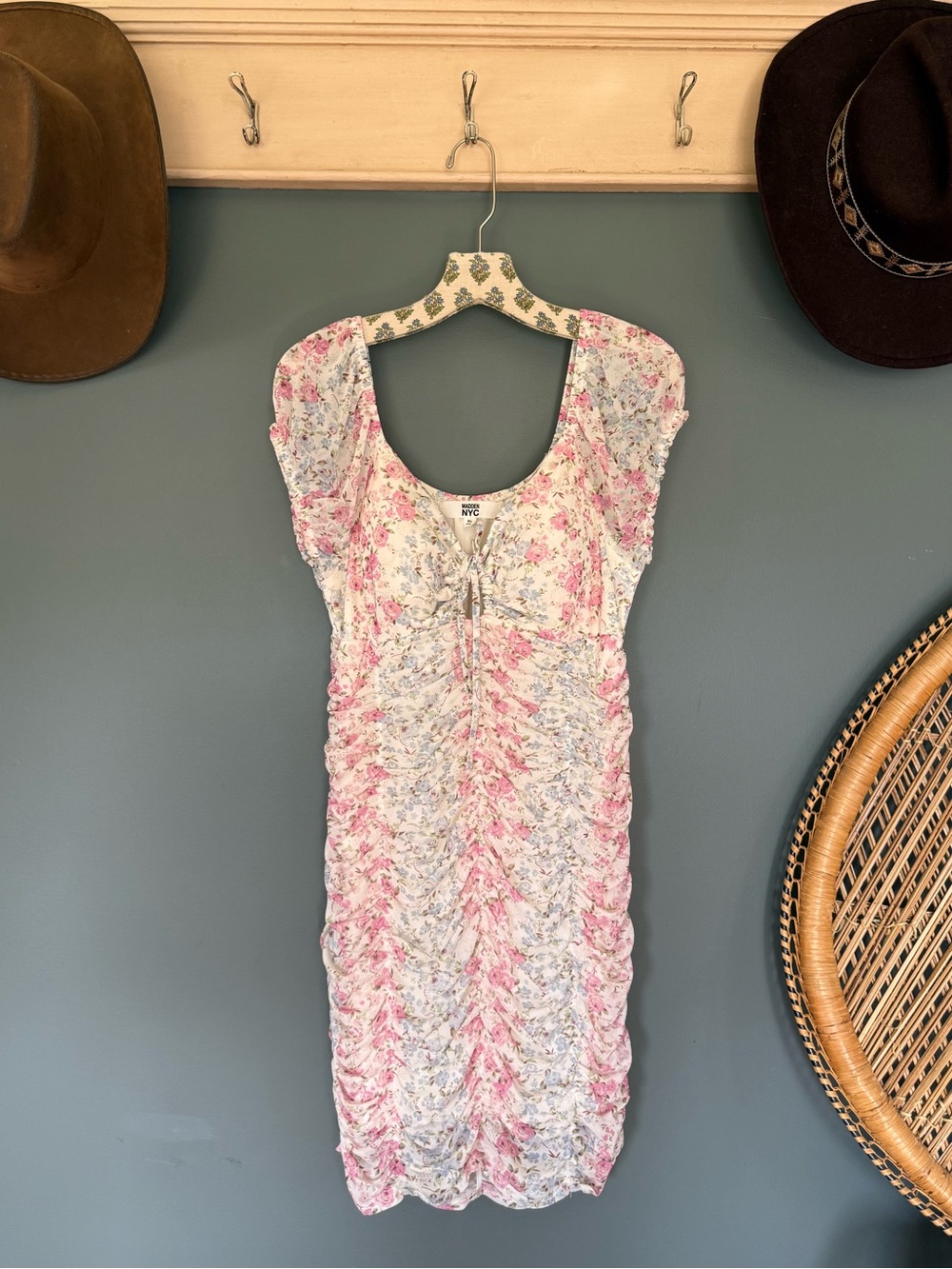 NWT Floral Ruched mesh Midi Dress sz XL